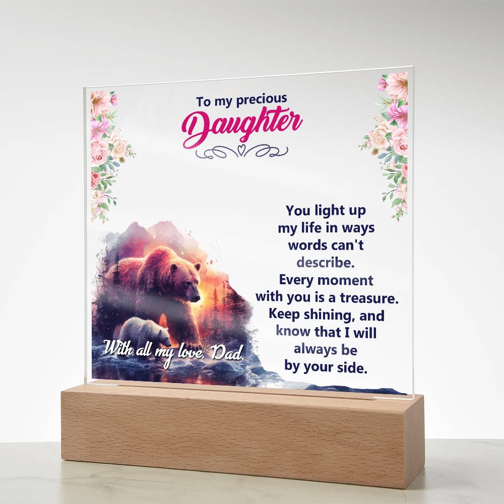 To My Precious Daughter, You Light Up My Life - Acrylic Square Plaque - Gift for Daughter