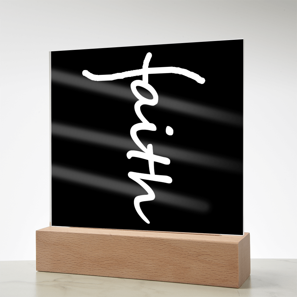 Faith (White) - Acrylic Square Plaque - Gift for Her - Gift for Him