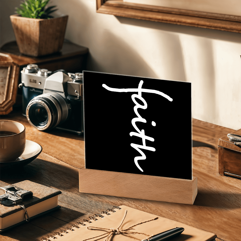 Faith (White) - Acrylic Square Plaque - Gift for Her - Gift for Him