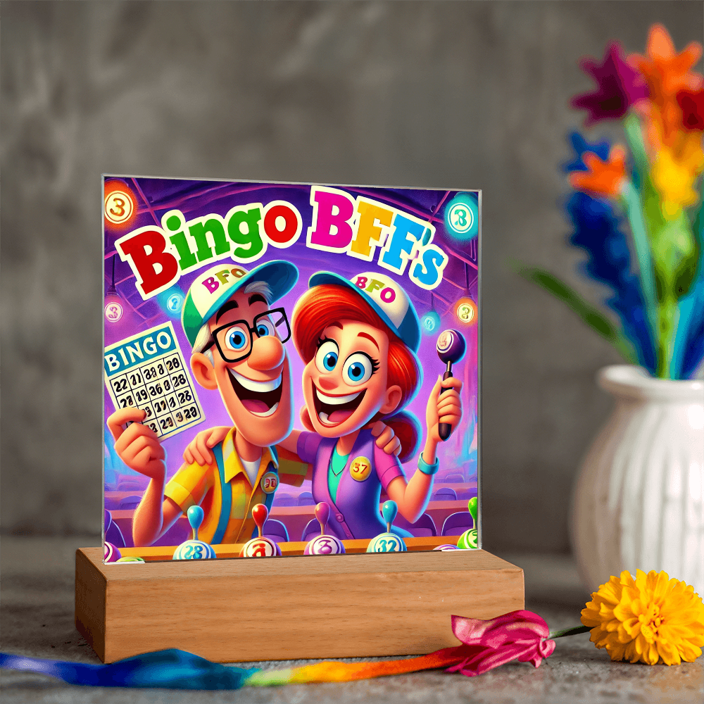Bingo BFFS 1 - Acrylic Square Plaque - Gift for Her - Gift for Him