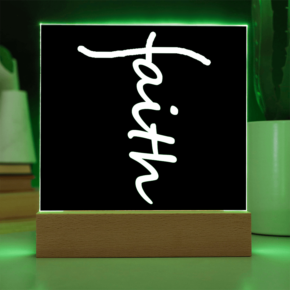 Faith (White) - Acrylic Square Plaque - Gift for Her - Gift for Him