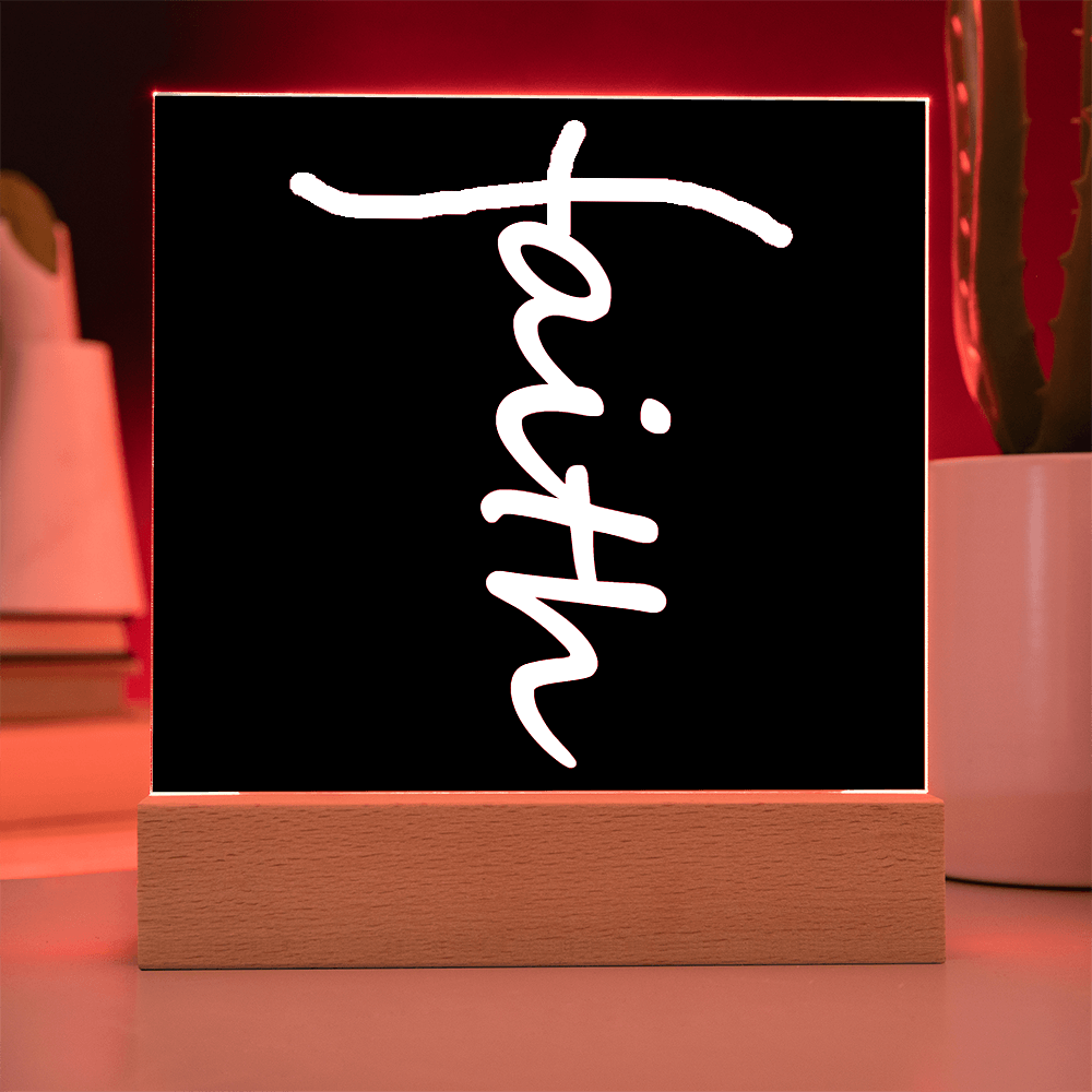 Faith (White) - Acrylic Square Plaque - Gift for Her - Gift for Him
