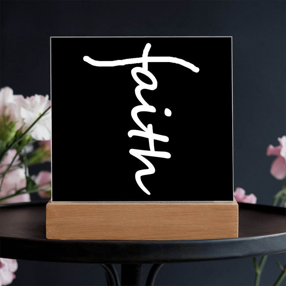 Faith (White) - Acrylic Square Plaque - Gift for Her - Gift for Him