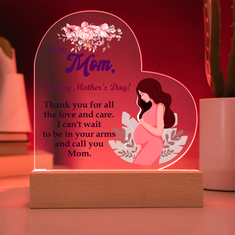 To My Mom, Happy Mother's Day! Thank You For All The Love And Care - Acrylic Heart & Sweetest Devotion Flower Bouquet - Gift for Mom