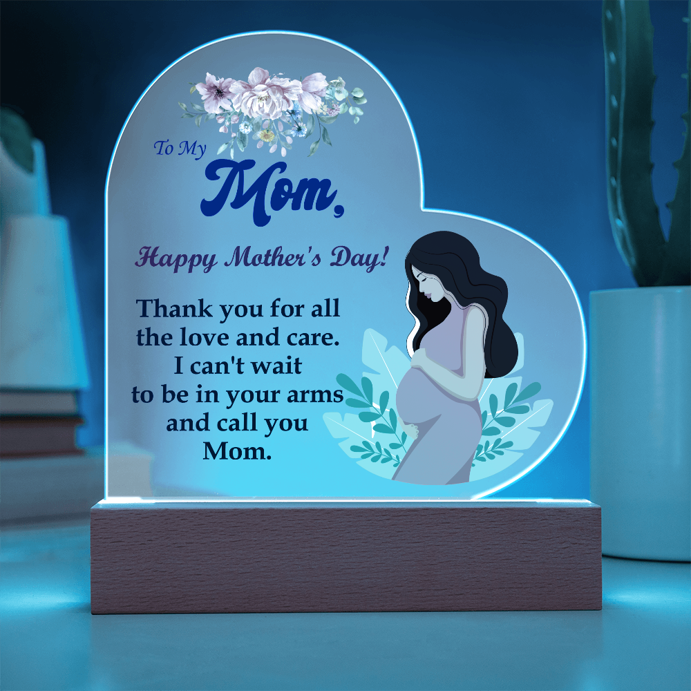 To My Mom, Happy Mother's Day! Thank You For All The Love And Care - Acrylic Heart & Sweetest Devotion Flower Bouquet - Gift for Mom