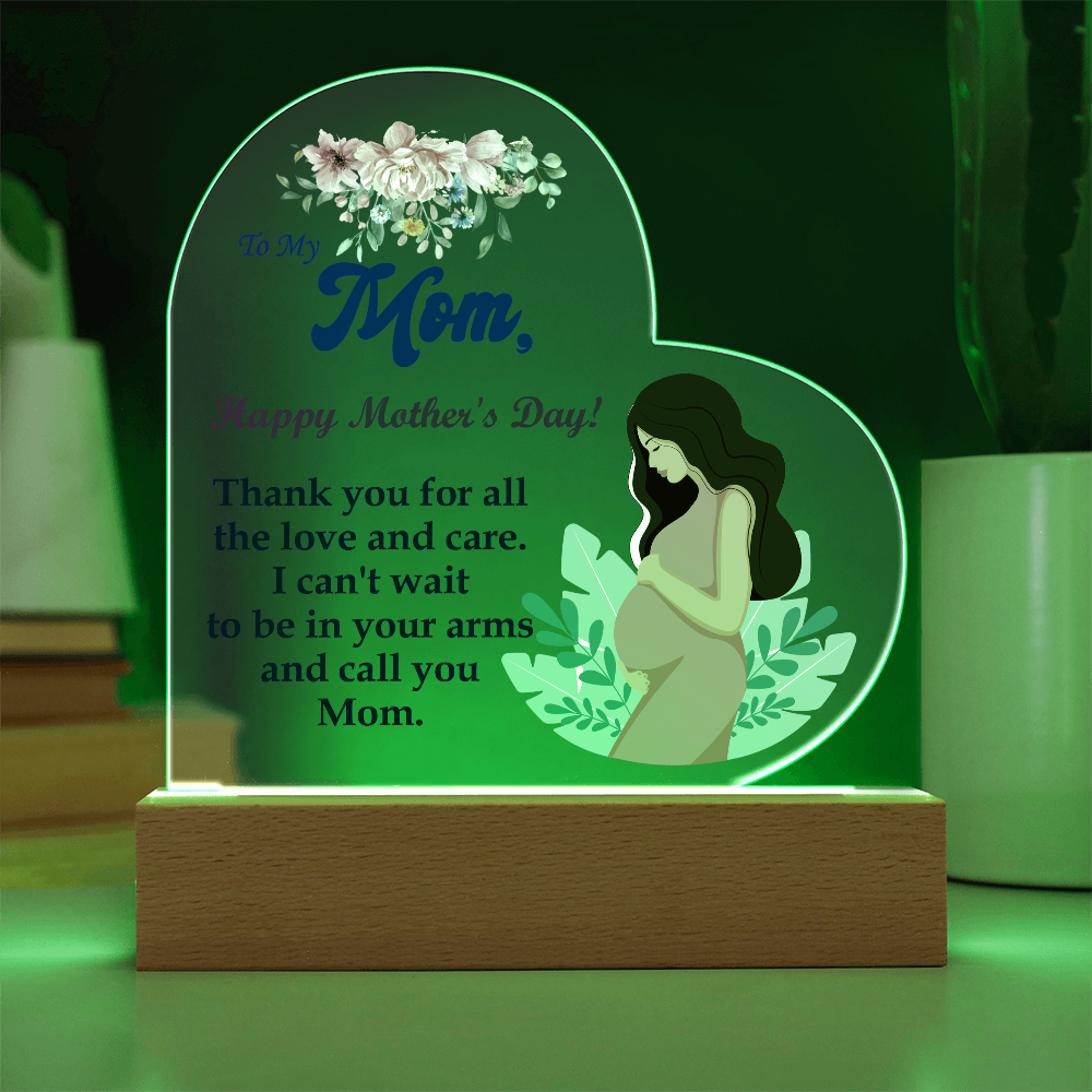 To My Mom, Happy Mother's Day! Thank You For All The Love And Care - Acrylic Heart & Sweetest Devotion Flower Bouquet - Gift for Mom