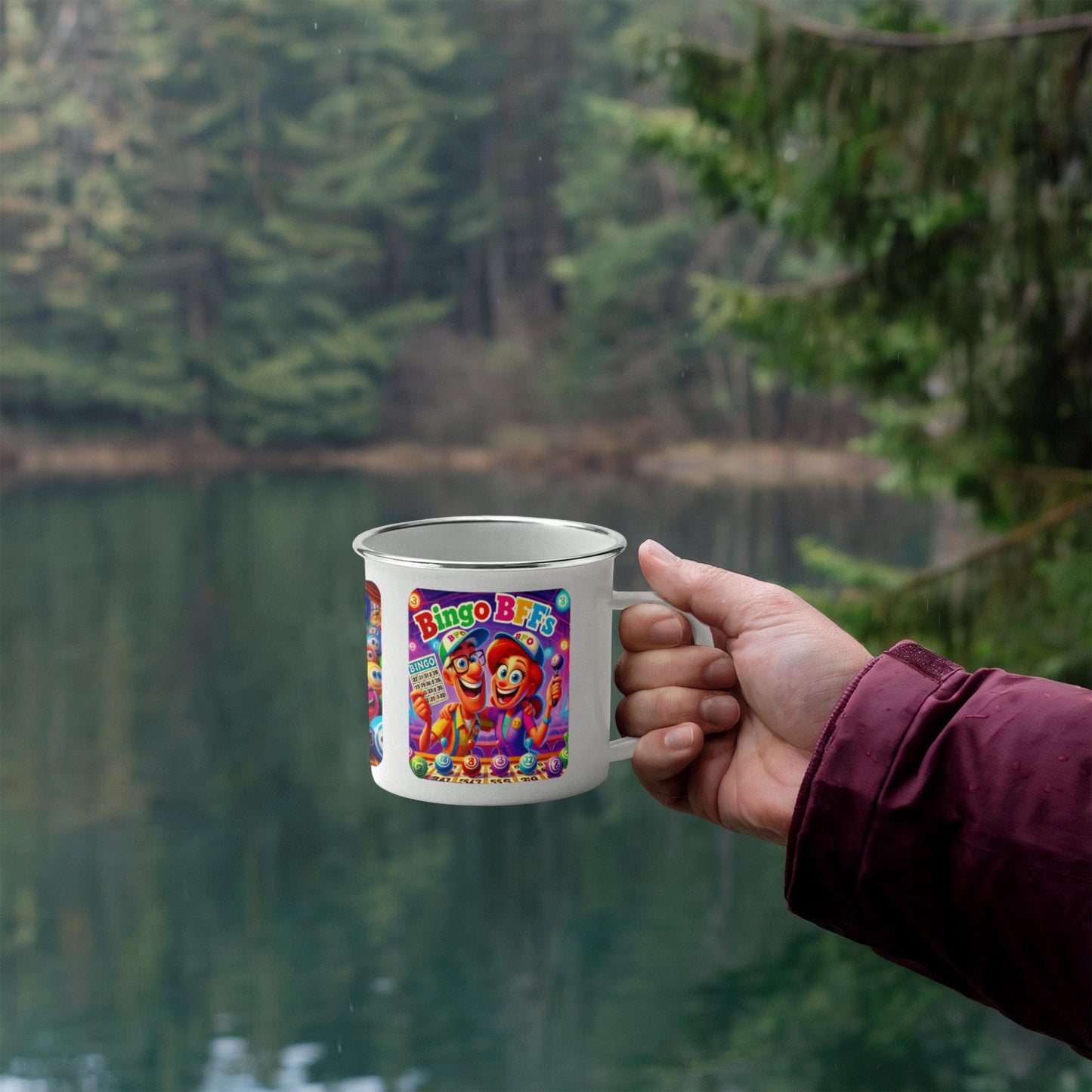 Bingo BFFS - 12oz Enamel Camping Mug - Gift for Her - Gift for Him
