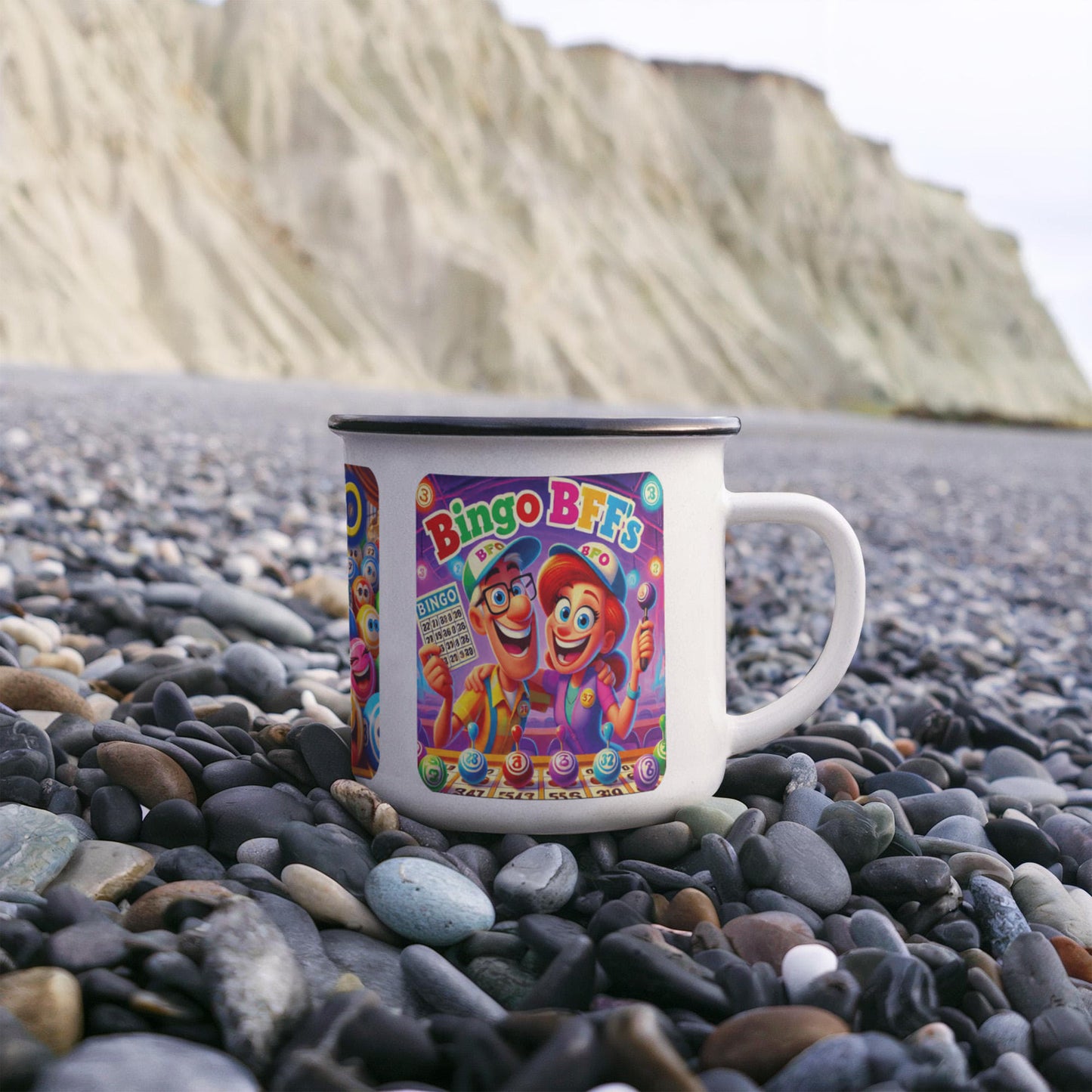 Bingo BFFS - 12oz Enamel Camping Mug - Gift for Her - Gift for Him