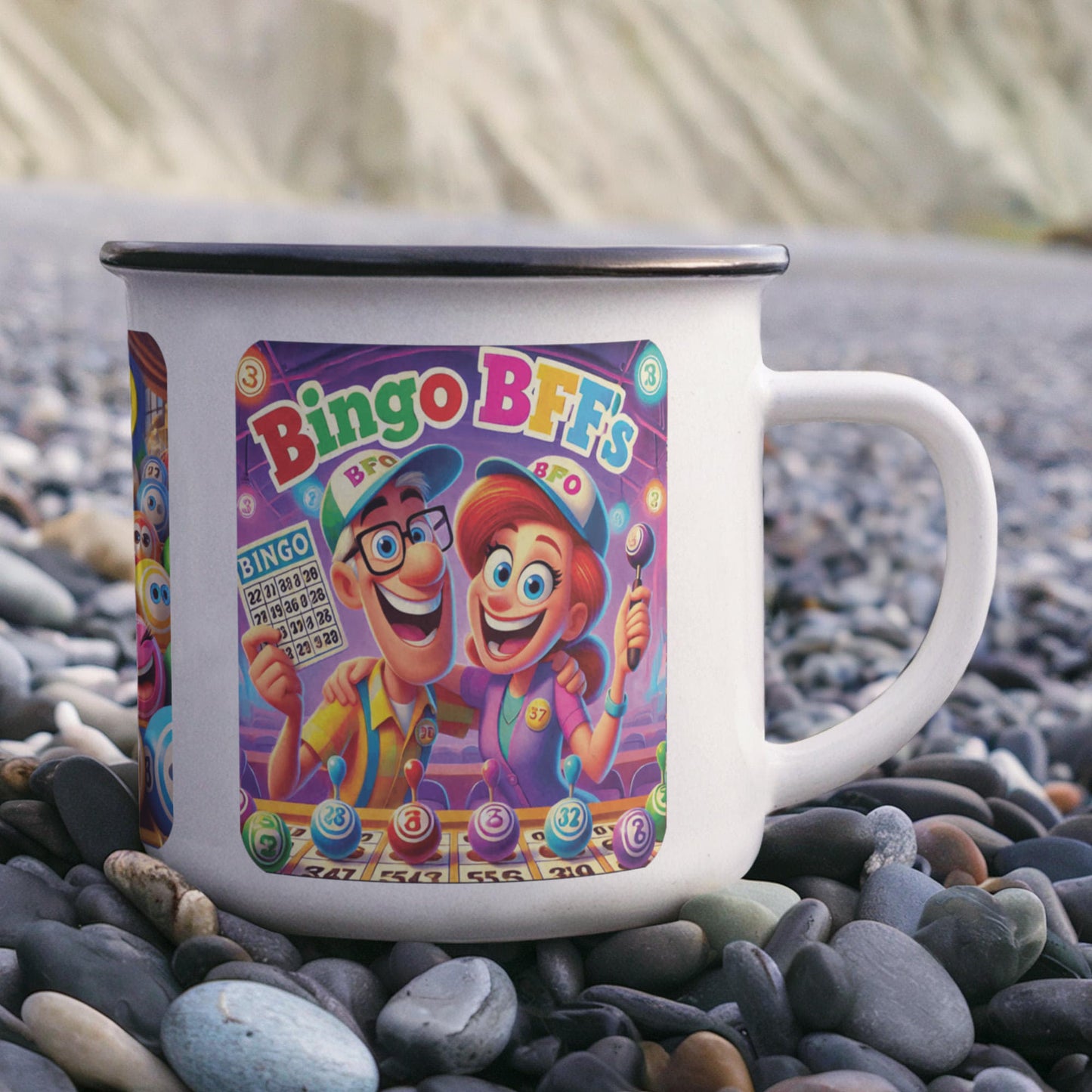 Bingo BFFS - 12oz Enamel Camping Mug - Gift for Her - Gift for Him