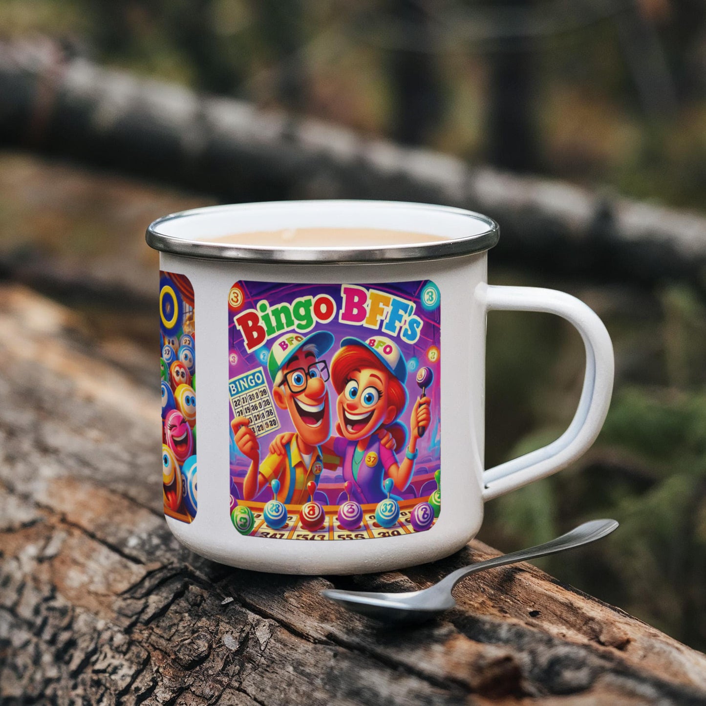 Bingo BFFS - 12oz Enamel Camping Mug - Gift for Her - Gift for Him