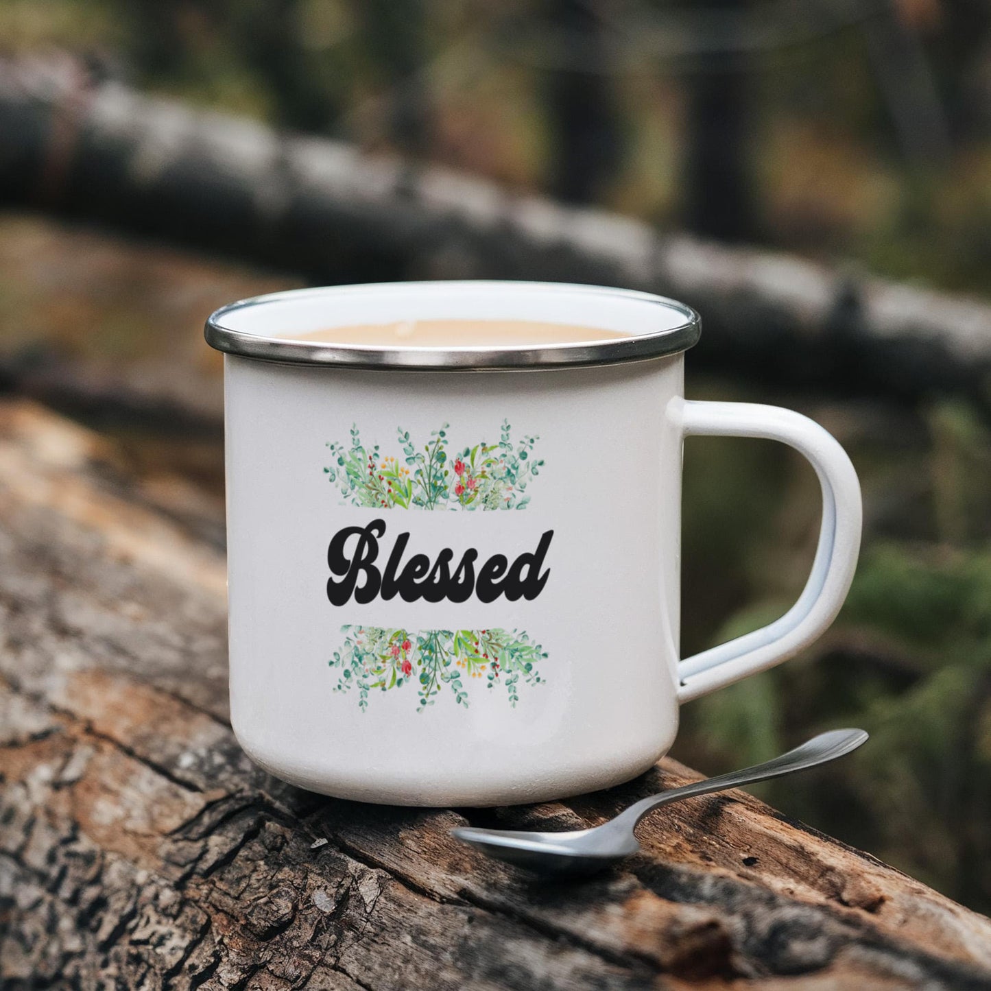 Blessed - 12oz Enamel Camping Mug - Gift for Her