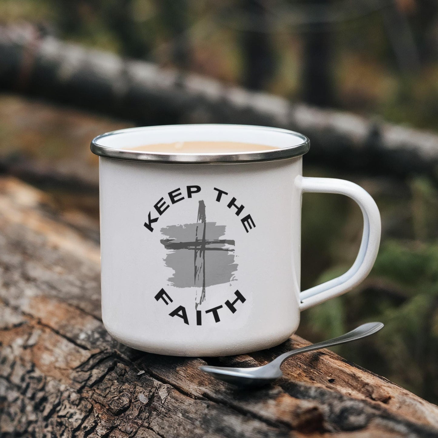 Keep The Faith - 12oz Enamel Camping Mug - Gift for Her - Gift for Him