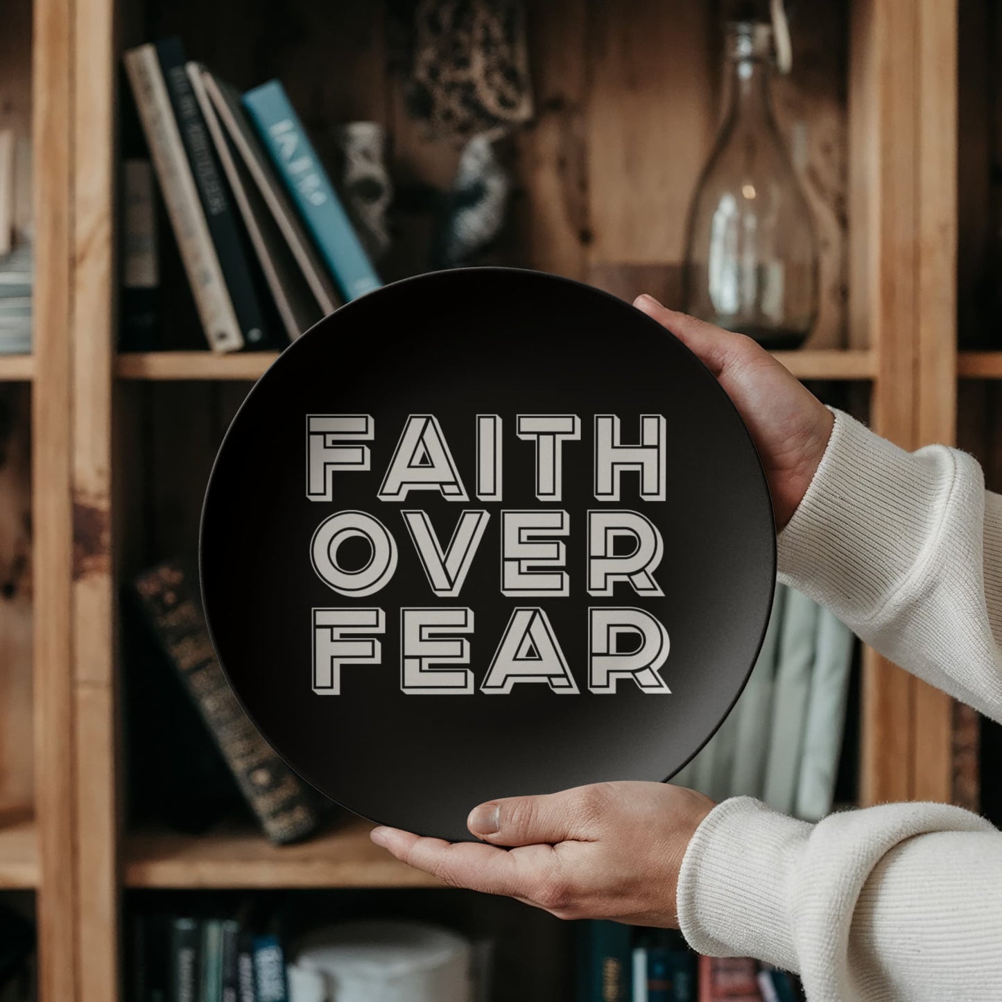 Faith Over Fear (White) - 10” Plate - Gift for Her - Gift for Him