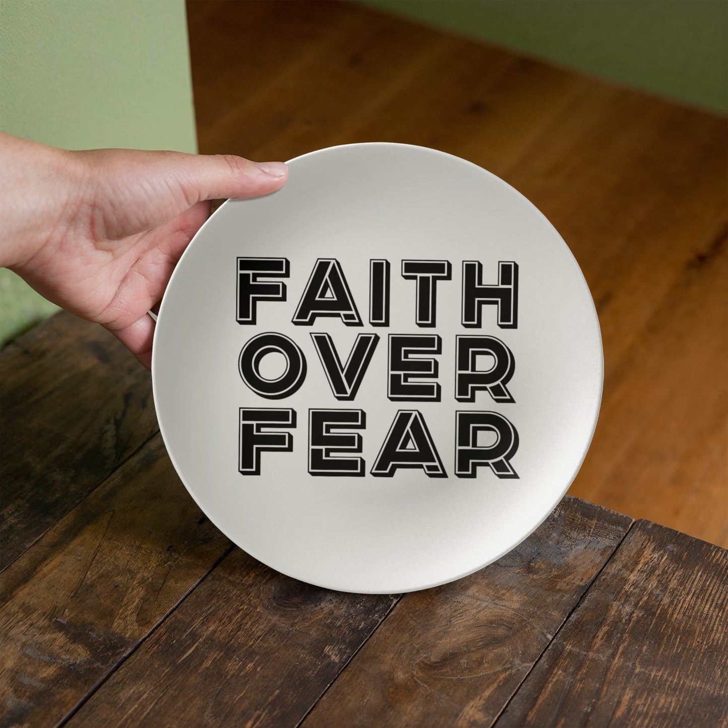Faith Over Fear (Black) - 10” Plate - Gift for Her - Gift for Him