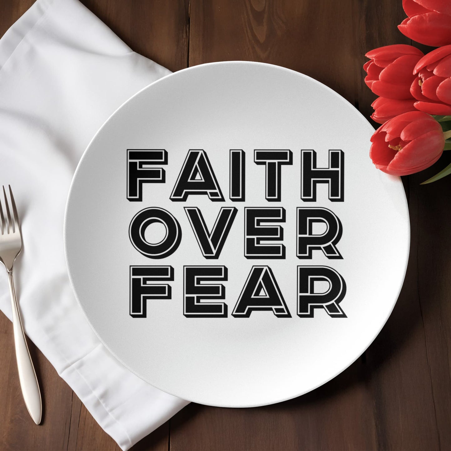Faith Over Fear (Black) - 10” Plate - Gift for Her - Gift for Him