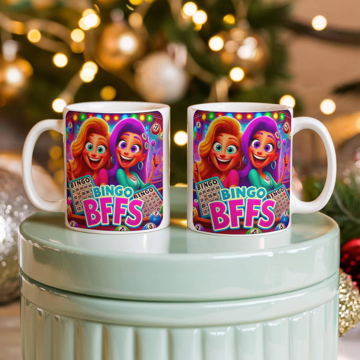 Bingo BFFS 2 - White Ceramic Mug 11oz. & 15oz. - Gift for Her