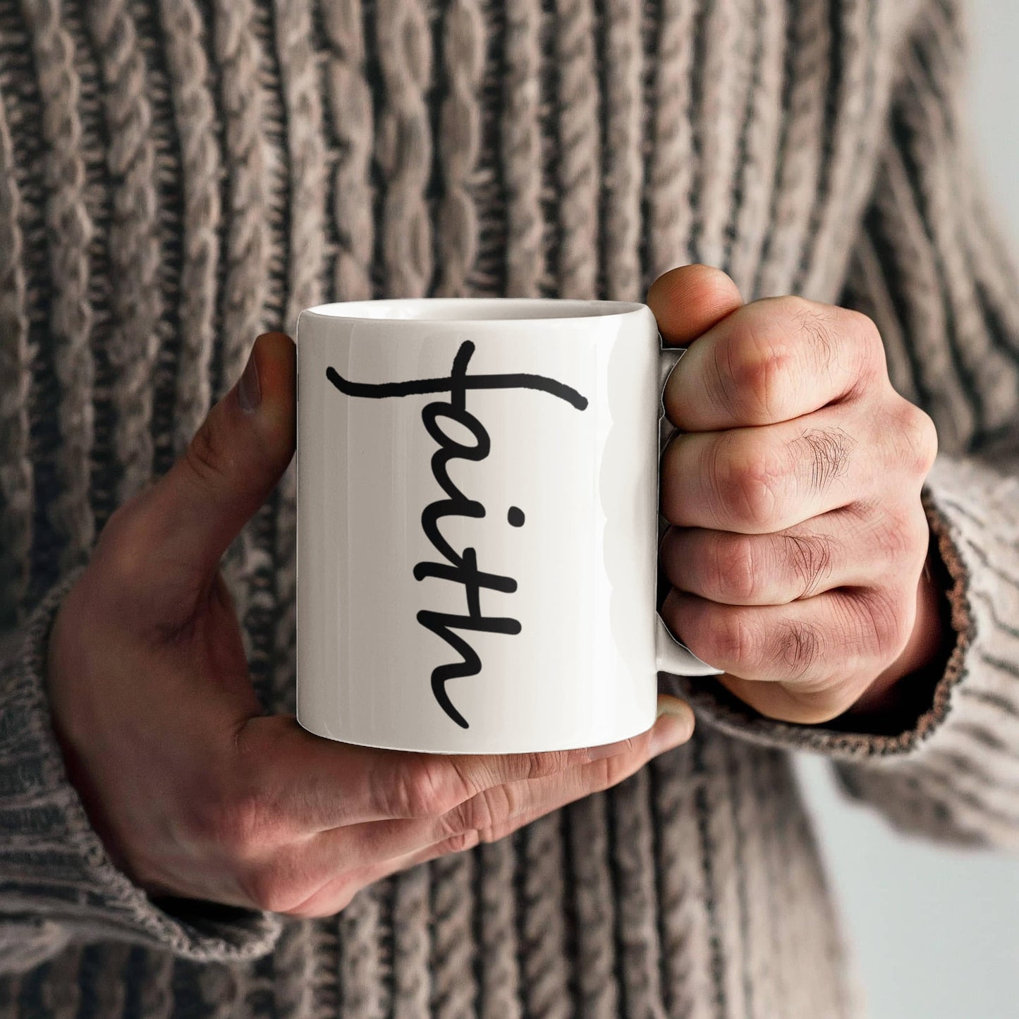 Faith (Black) - White Ceramic Mug 11oz. & 15oz. - Gift for Her - Gift for Him