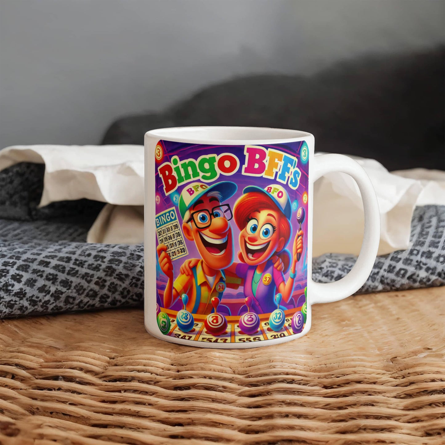 Bingo BFFS 1 - White Ceramic Mug 11oz. & 15oz. - Gift for Her - Gift for Him