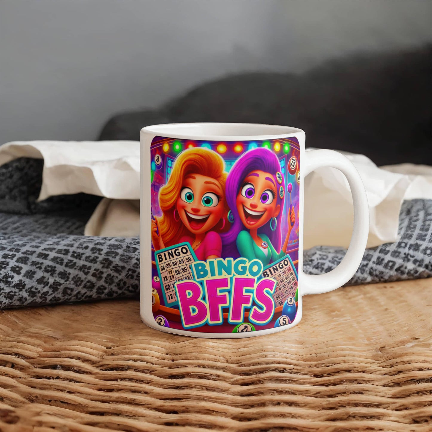Bingo BFFS 2 - White Ceramic Mug 11oz. & 15oz. - Gift for Her