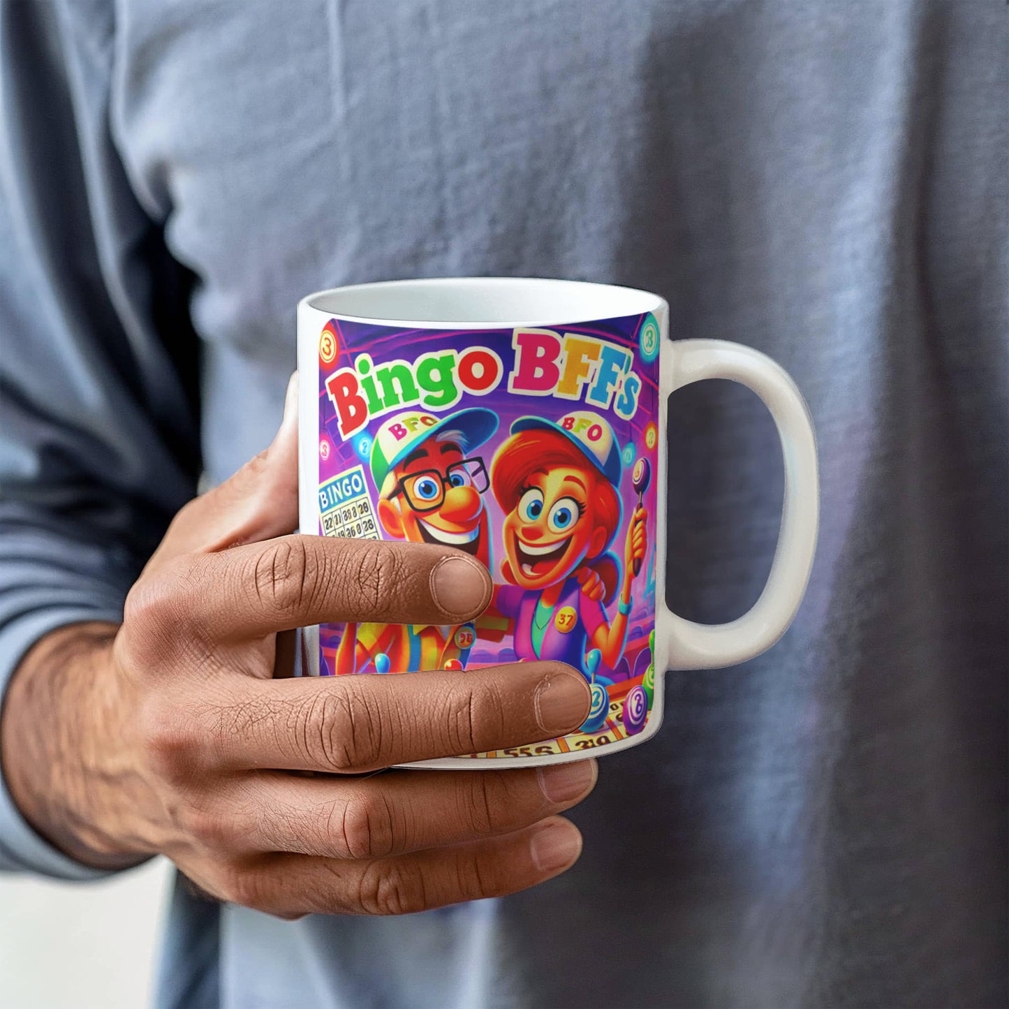 Bingo BFFS 1 - White Ceramic Mug 11oz. & 15oz. - Gift for Her - Gift for Him