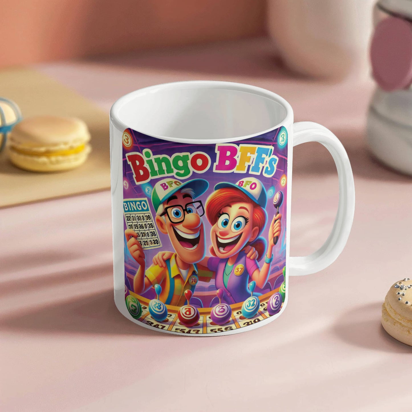Bingo BFFS 1 - White Ceramic Mug 11oz. & 15oz. - Gift for Her - Gift for Him