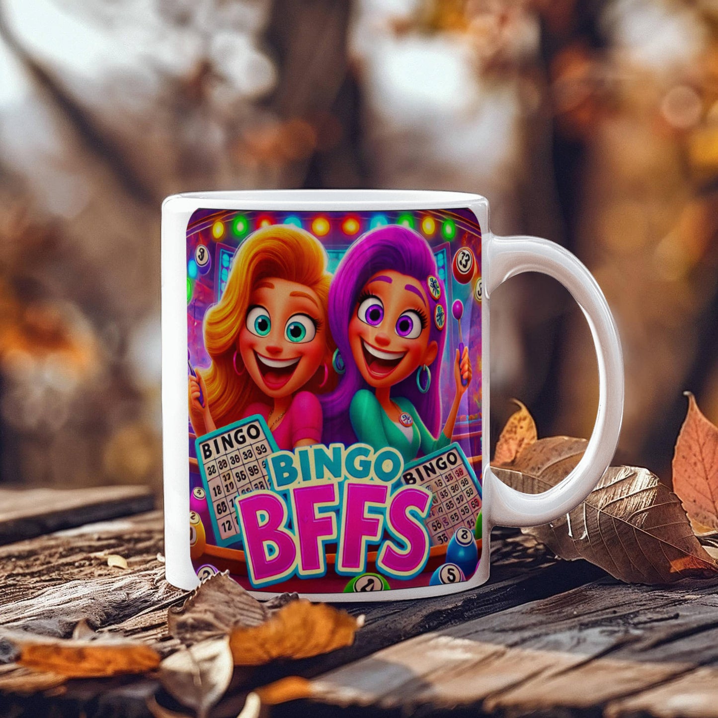 Bingo BFFS 2 - White Ceramic Mug 11oz. & 15oz. - Gift for Her