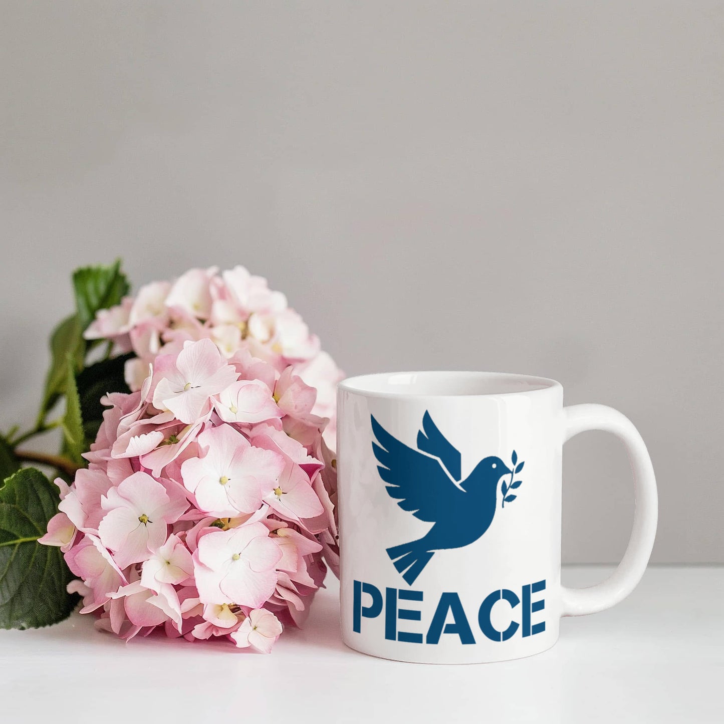 PEACE - White Ceramic Mug 11oz. & 15oz. - Gift for Her - Gift for Him