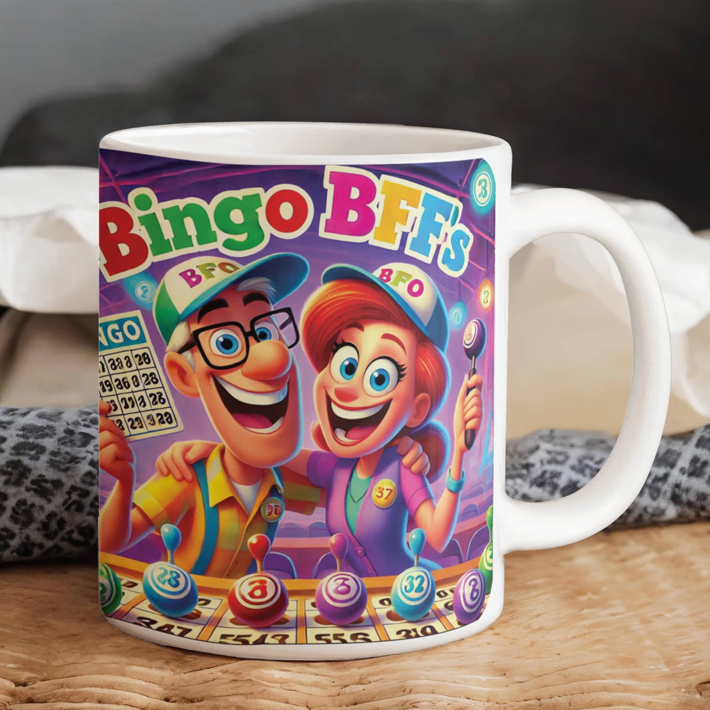 Bingo BFFS 1 - White Ceramic Mug 11oz. & 15oz. - Gift for Her - Gift for Him