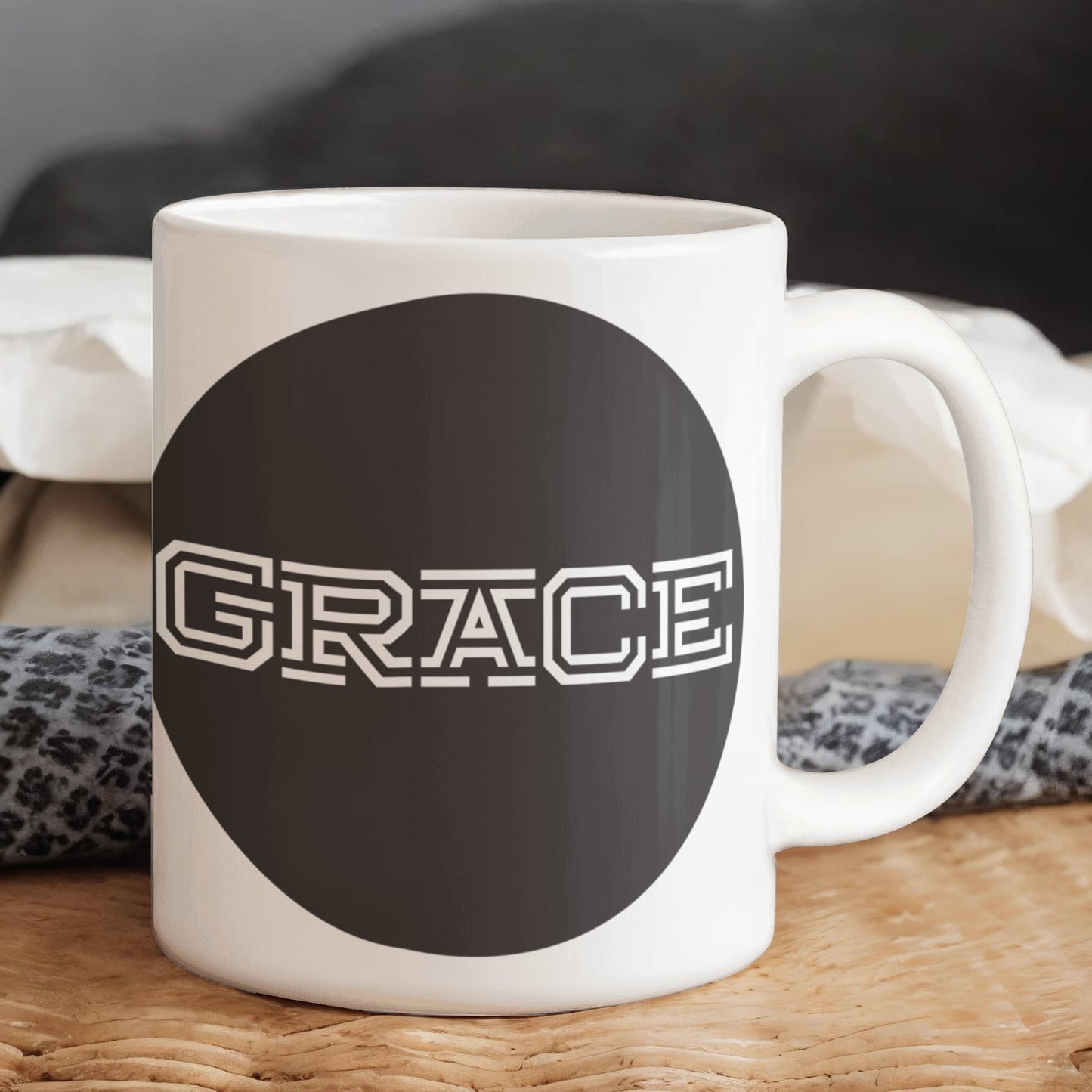 GRACE - White Ceramic Mug 11oz. & 15oz. - Gift for Her - Gift for Him