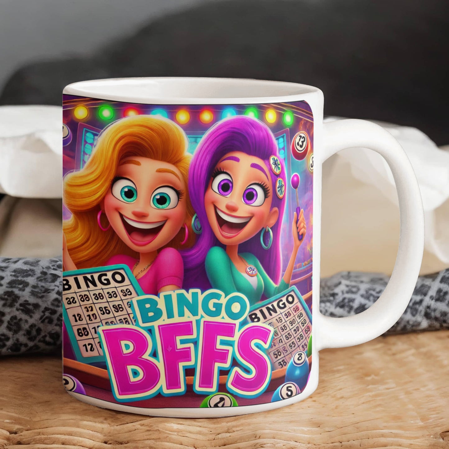 Bingo BFFS 2 - White Ceramic Mug 11oz. & 15oz. - Gift for Her
