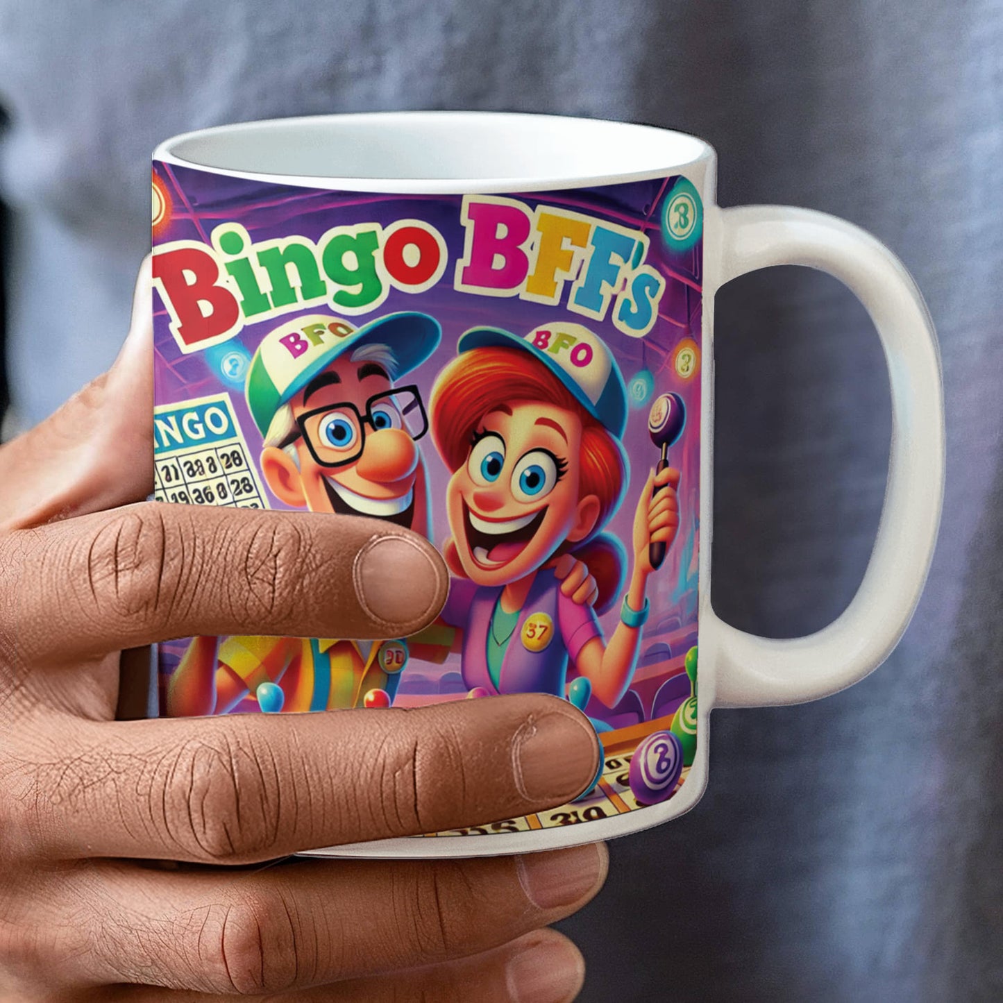 Bingo BFFS 1 - White Ceramic Mug 11oz. & 15oz. - Gift for Her - Gift for Him