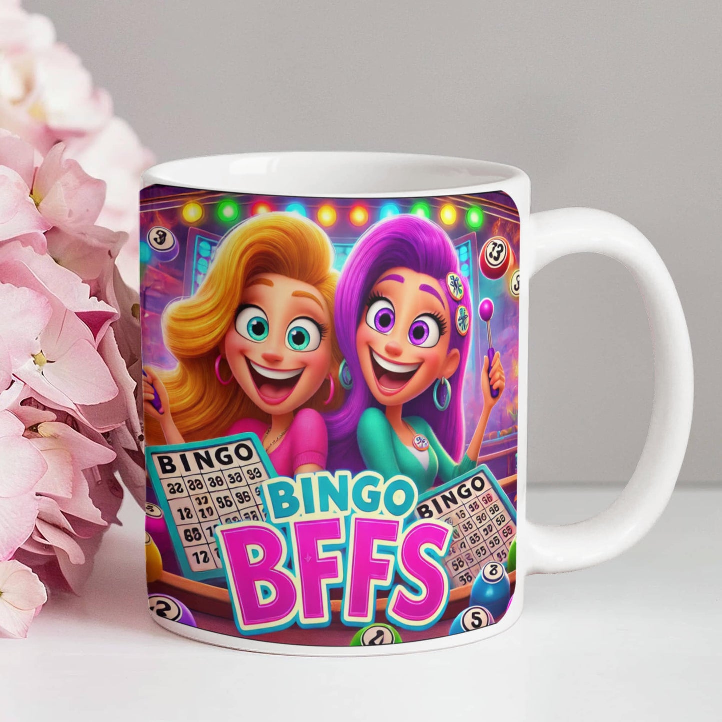 Bingo BFFS 2 - White Ceramic Mug 11oz. & 15oz. - Gift for Her