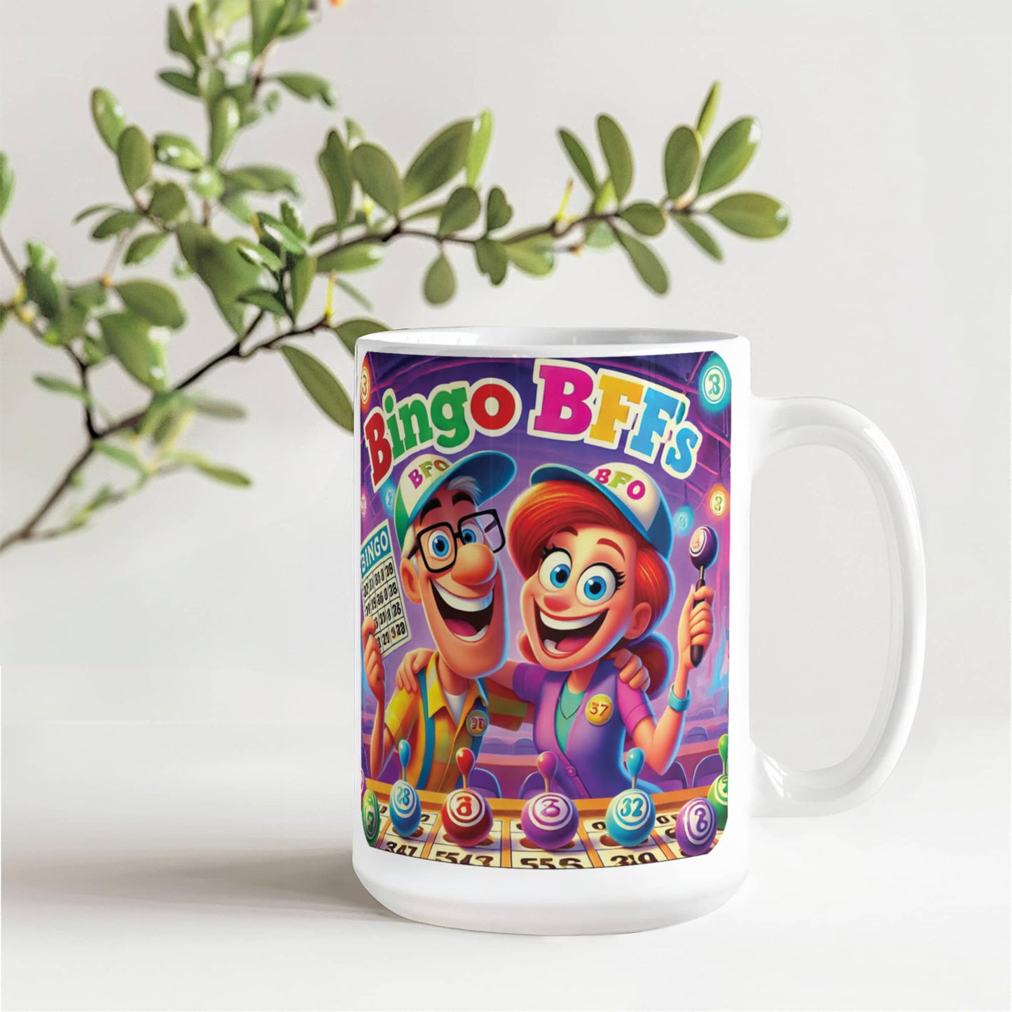 Bingo BFFS 1 - White Ceramic Mug 11oz. & 15oz. - Gift for Her - Gift for Him
