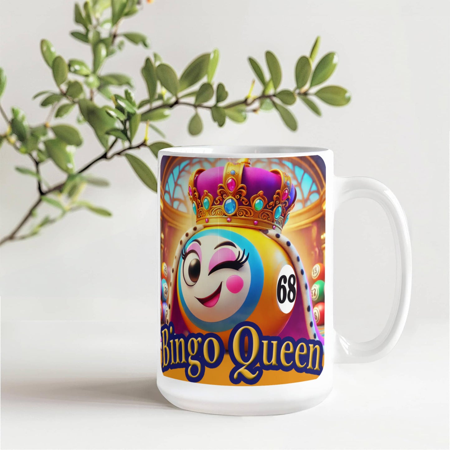 Bingo Queen - White Ceramic Mug 11oz. & 15oz. - Gift for Her