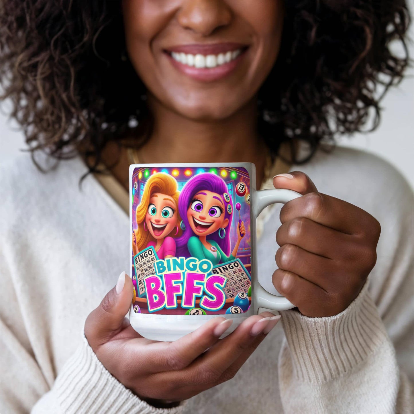 Bingo BFFS 2 - White Ceramic Mug 11oz. & 15oz. - Gift for Her