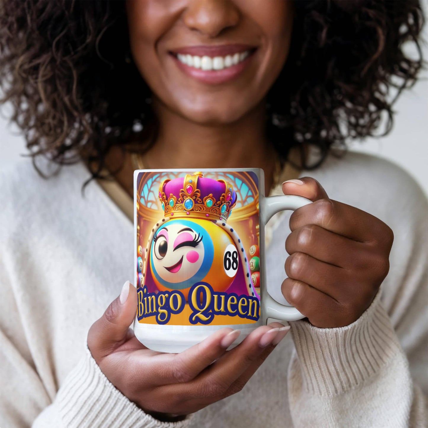 Bingo Queen - White Ceramic Mug 11oz. & 15oz. - Gift for Her