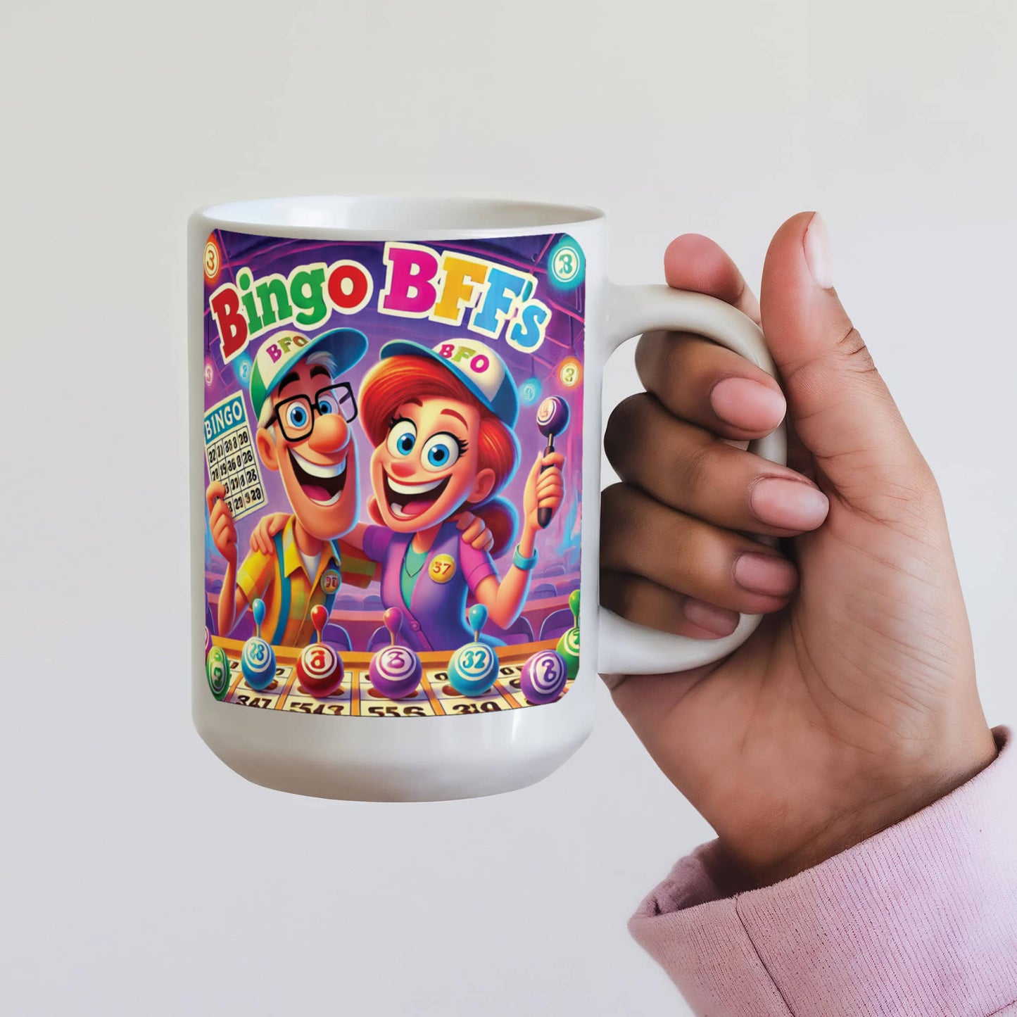 Bingo BFFS 1 - White Ceramic Mug 11oz. & 15oz. - Gift for Her - Gift for Him