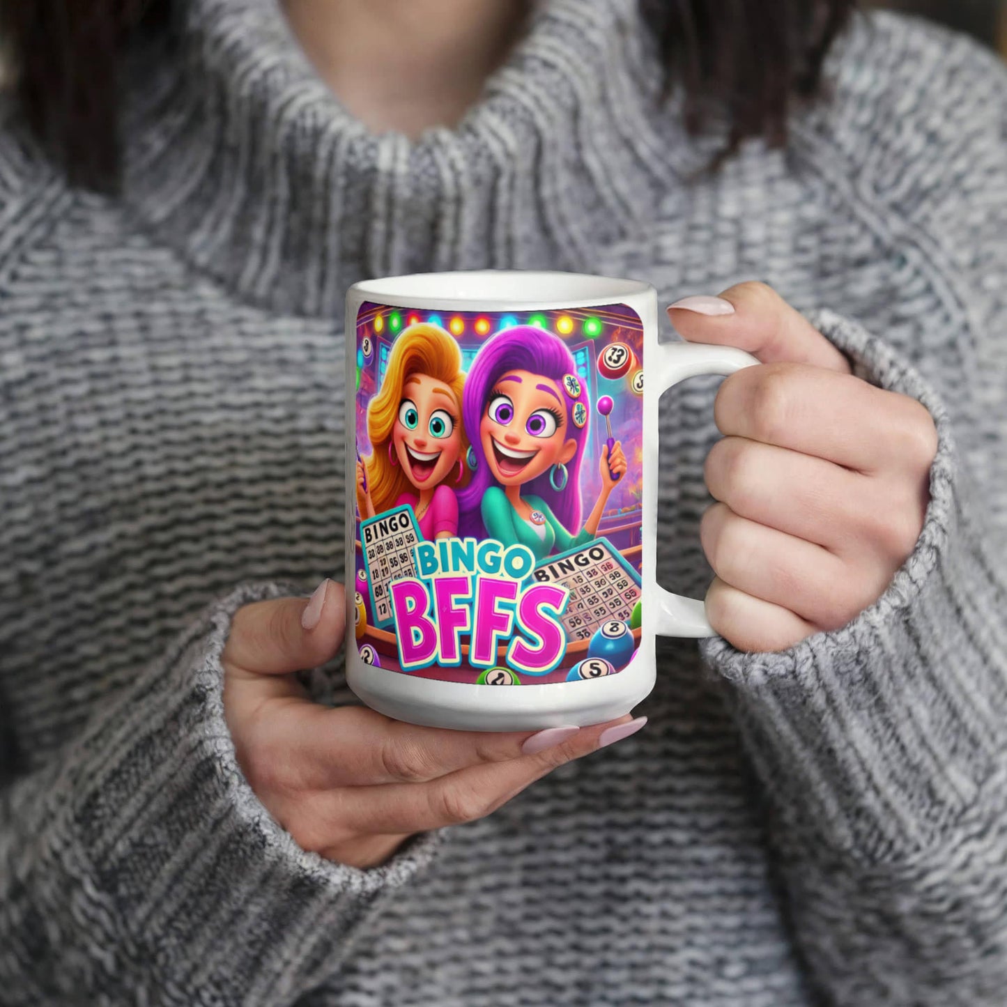 Bingo BFFS 2 - White Ceramic Mug 11oz. & 15oz. - Gift for Her