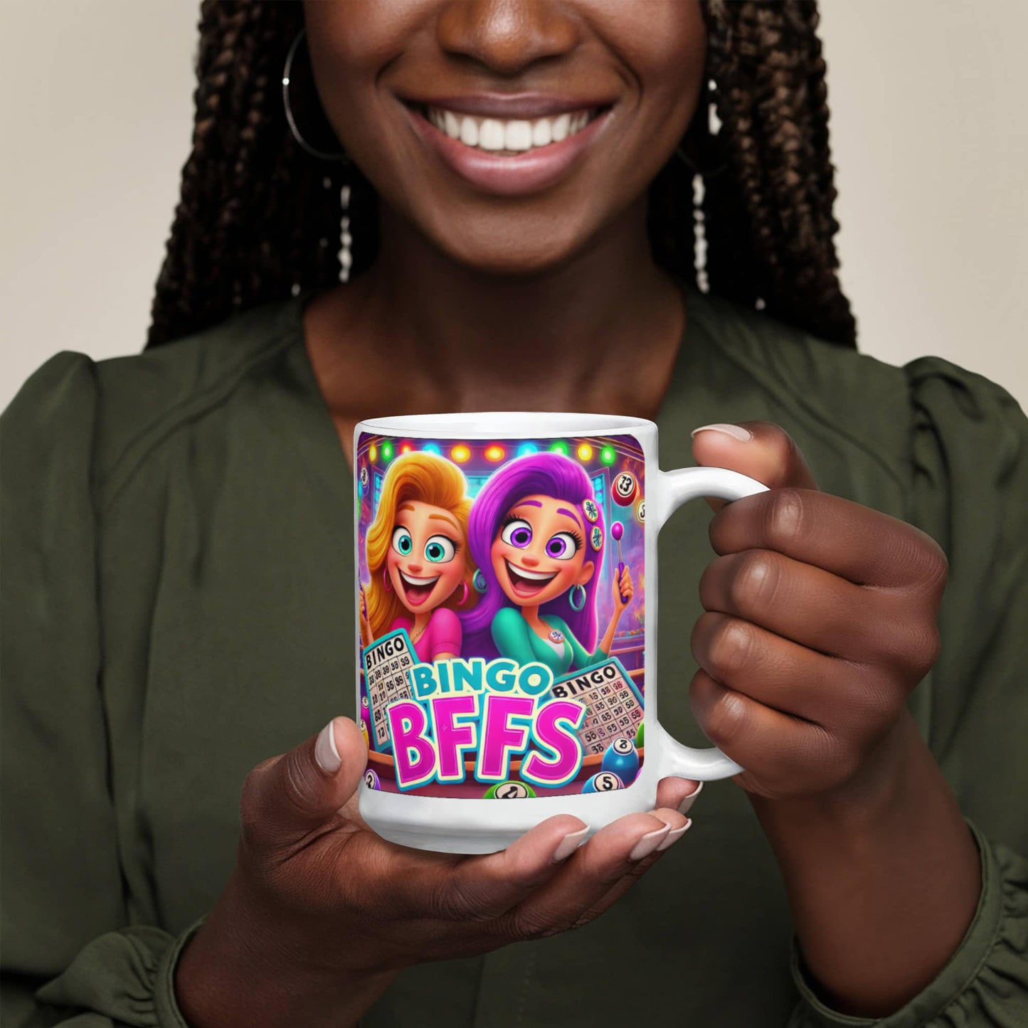 Bingo BFFS 2 - White Ceramic Mug 11oz. & 15oz. - Gift for Her