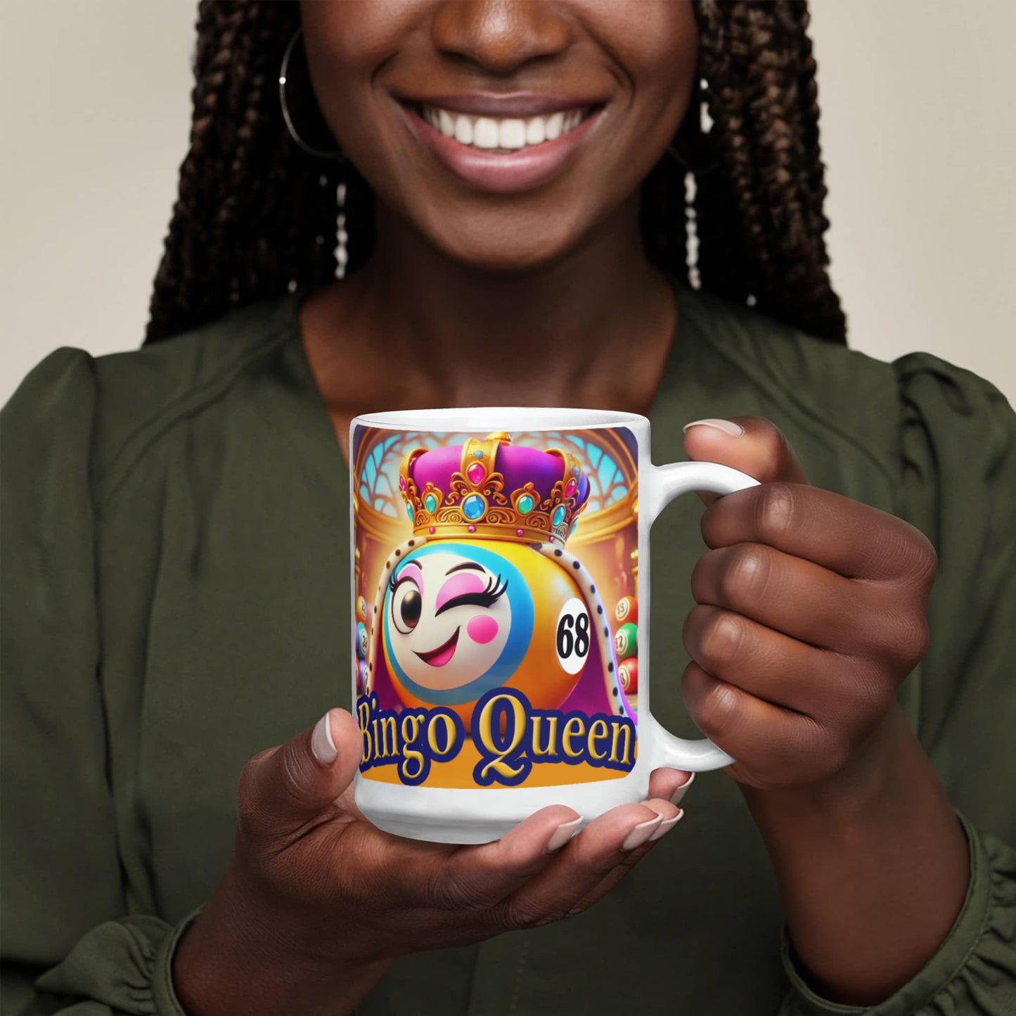Bingo Queen - White Ceramic Mug 11oz. & 15oz. - Gift for Her