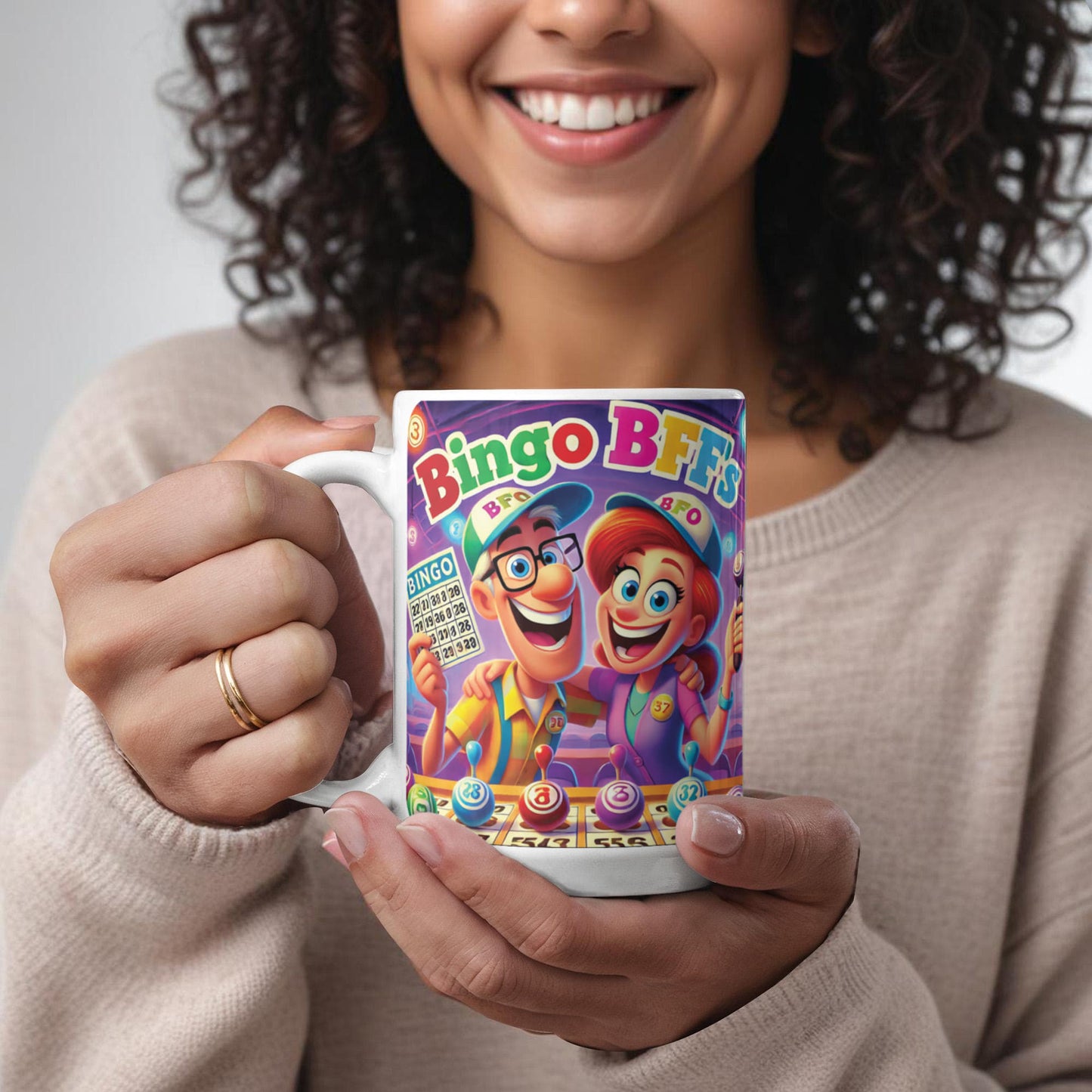 Bingo BFFS 1 - White Ceramic Mug 11oz. & 15oz. - Gift for Her - Gift for Him