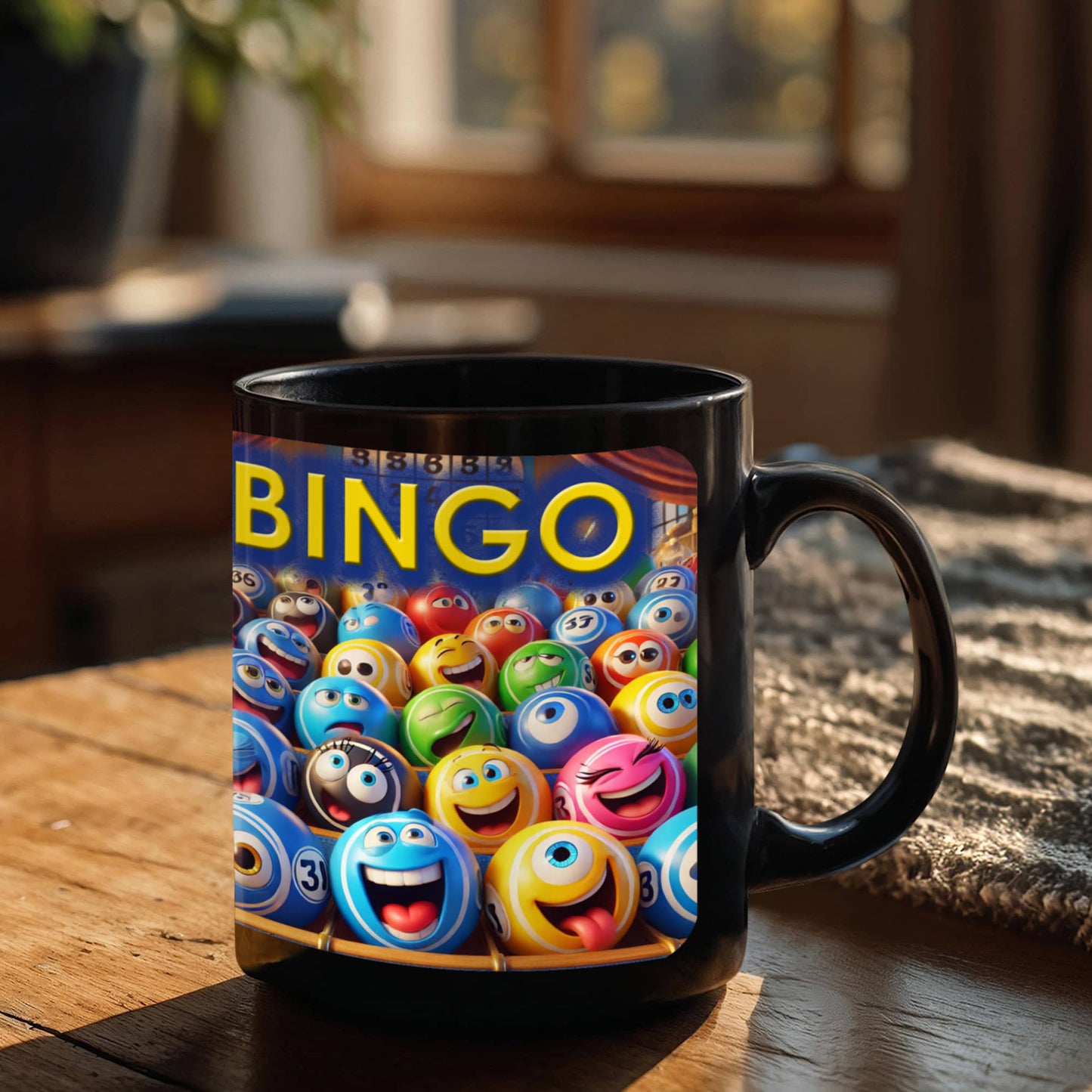 Bingo 01 - Black Ceramic Mug 11oz. & 15oz. - Gift for Her - Gift for Him