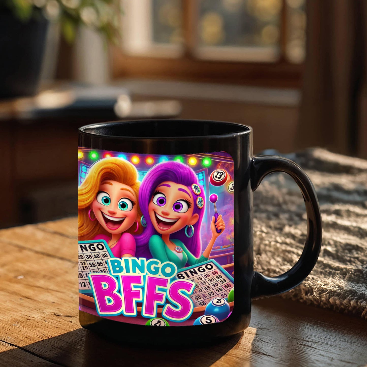 Bingo BFFS 2 - Black Ceramic Mug 11oz. & 15oz. - Gift for Her