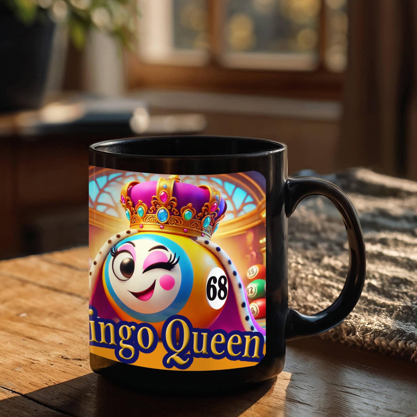 Bingo Queen - Black Ceramic Mug 11oz. & 15oz. - Gift for Her