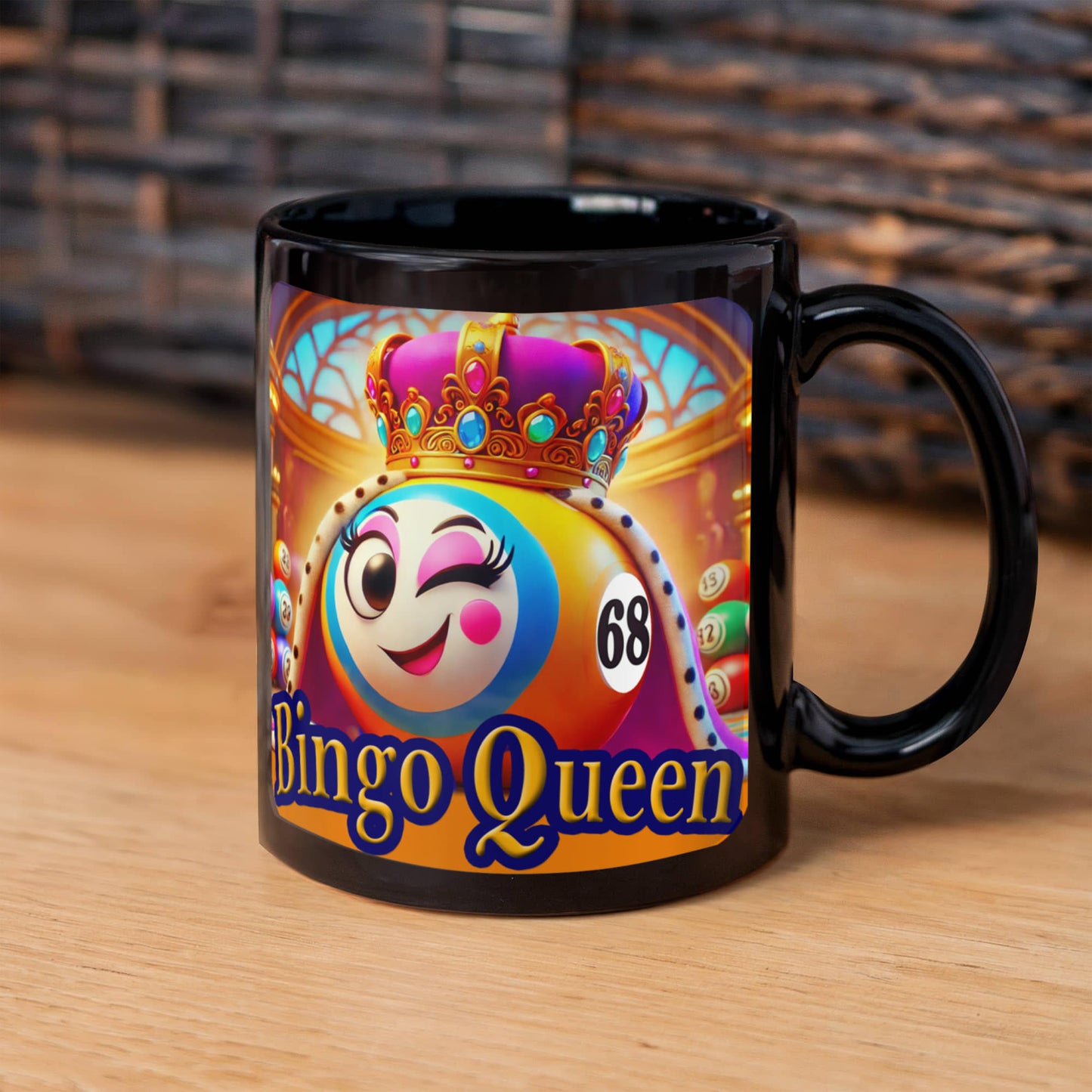 Bingo Queen - Black Ceramic Mug 11oz. & 15oz. - Gift for Her