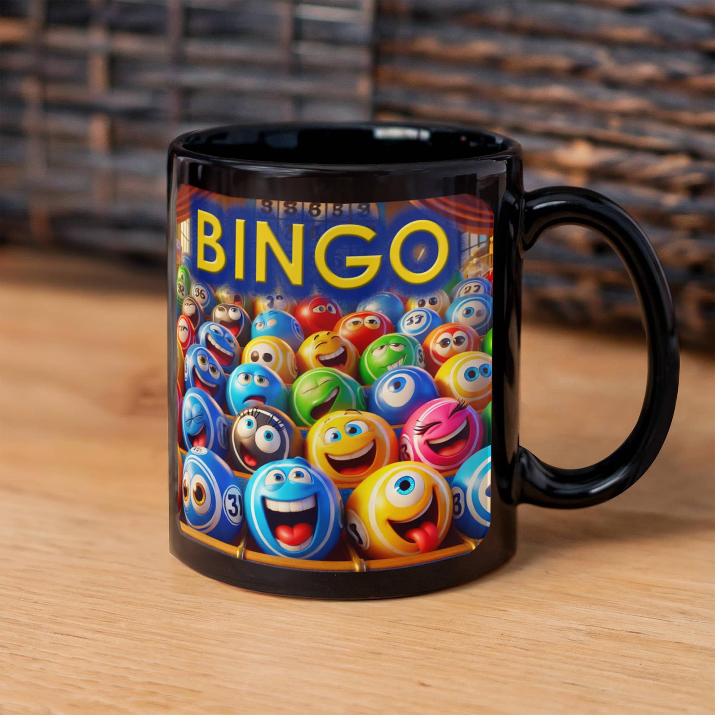 Bingo 01 - Black Ceramic Mug 11oz. & 15oz. - Gift for Her - Gift for Him