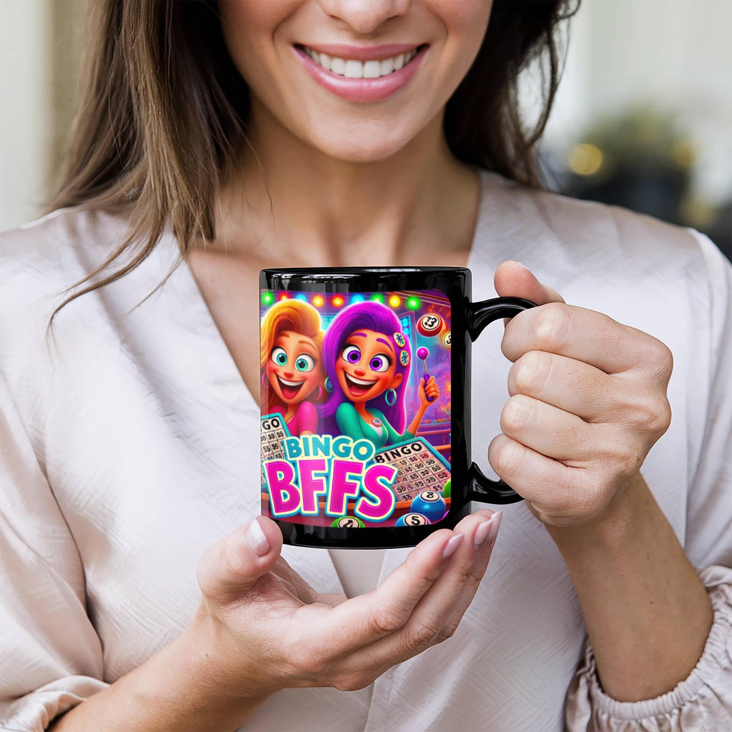 Bingo BFFS 2 - Black Ceramic Mug 11oz. & 15oz. - Gift for Her