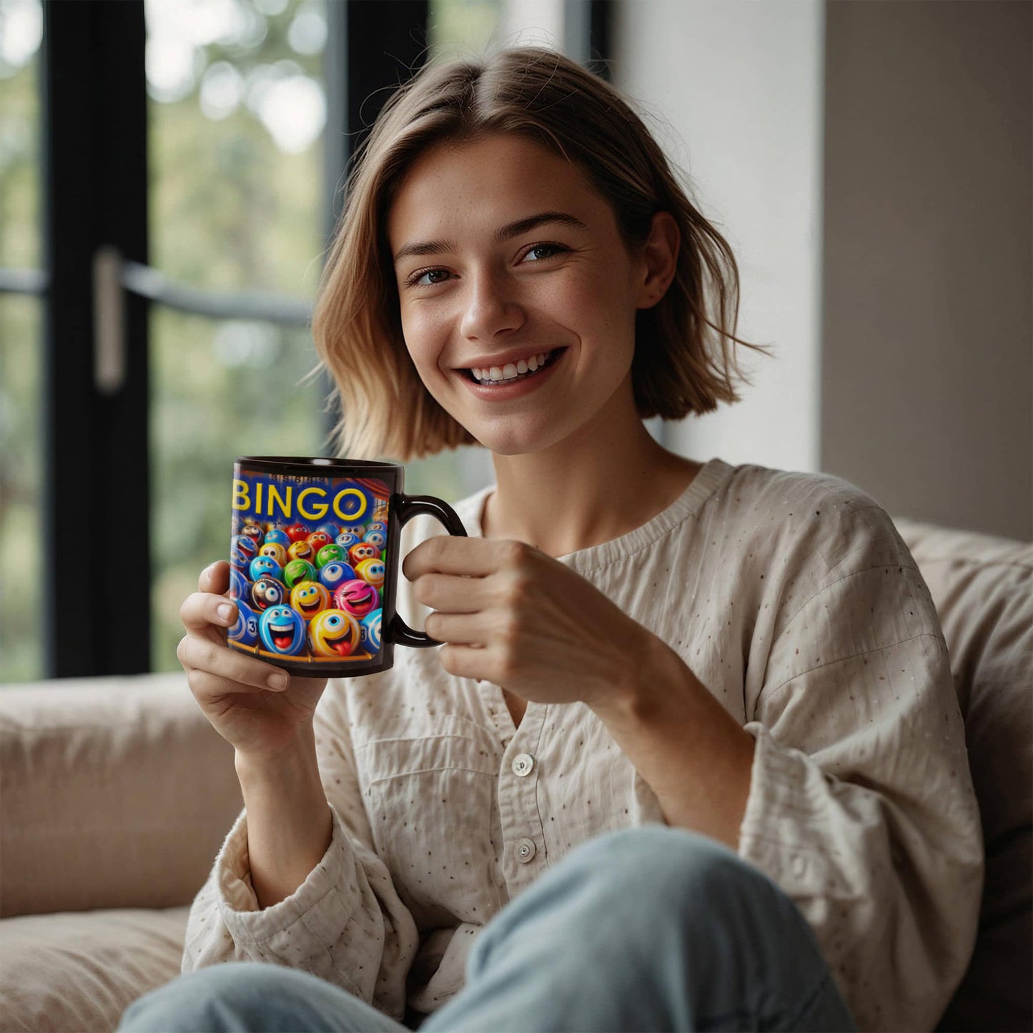 Bingo 01 - Black Ceramic Mug 11oz. & 15oz. - Gift for Her - Gift for Him
