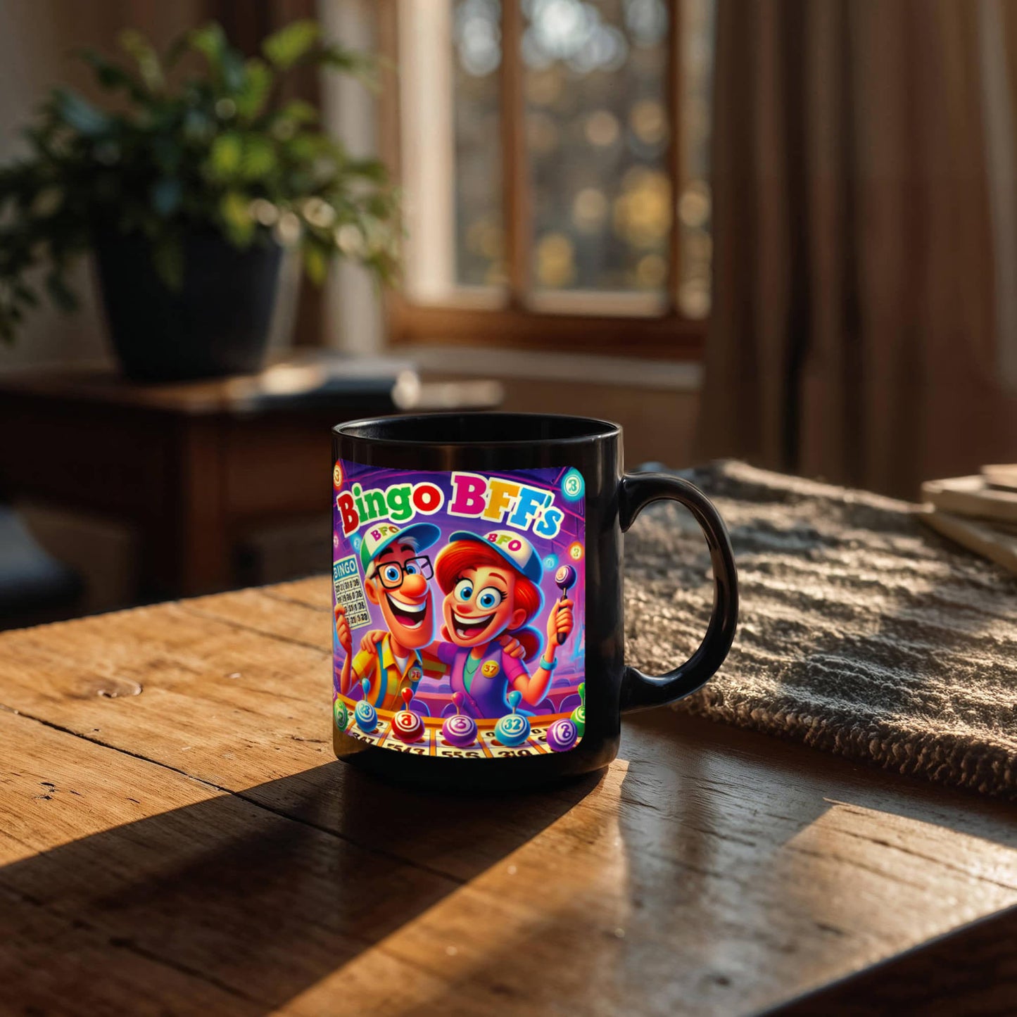 Bingo BFFS 1 - Black Ceramic Mug 11oz. & 15oz. - Gift for Her - Gift for Him