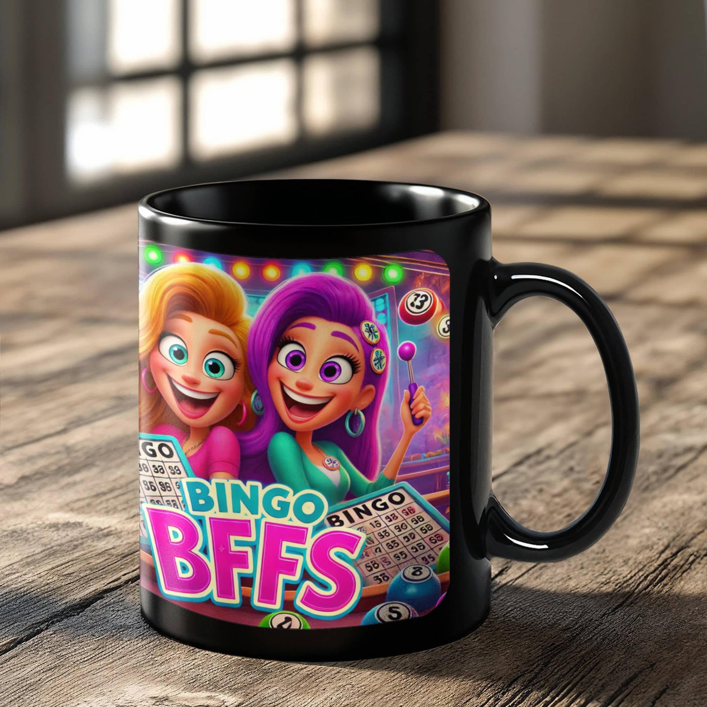 Bingo BFFS 2 - Black Ceramic Mug 11oz. & 15oz. - Gift for Her